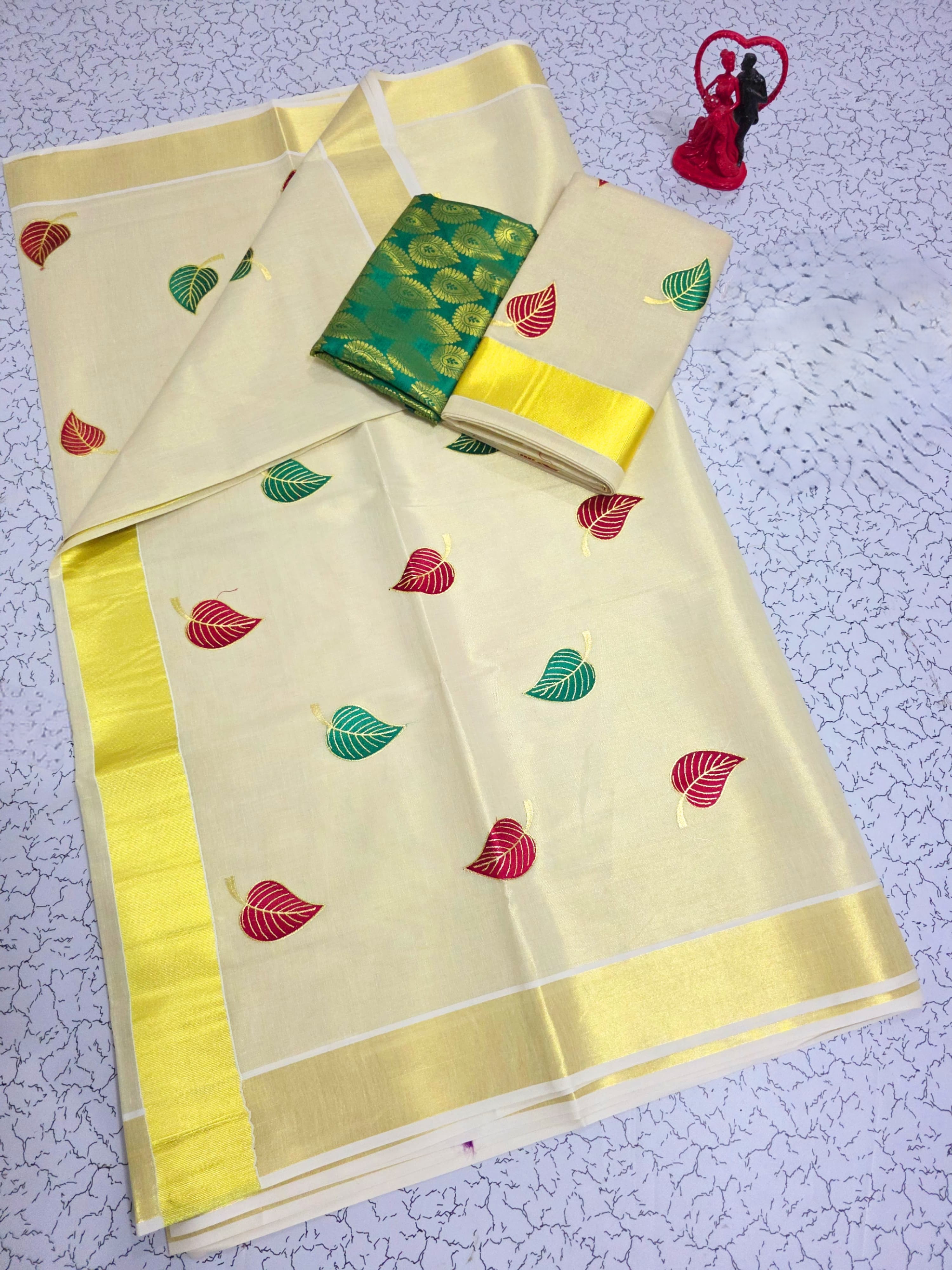Traditional Onam Kasavu Tissue Saree